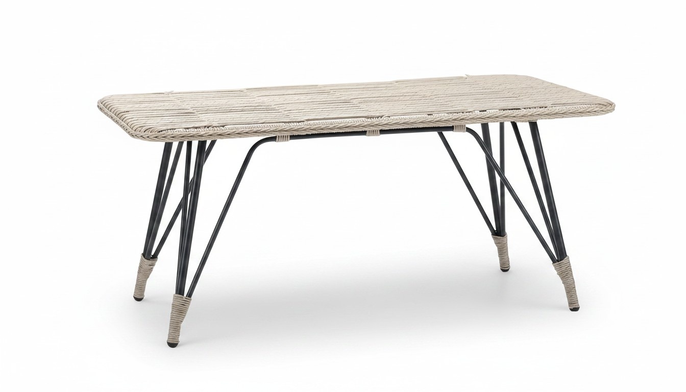 Couchtisch Rattan Design Tische Möbel Tisch Luxus Beistelltisch Beige Modern