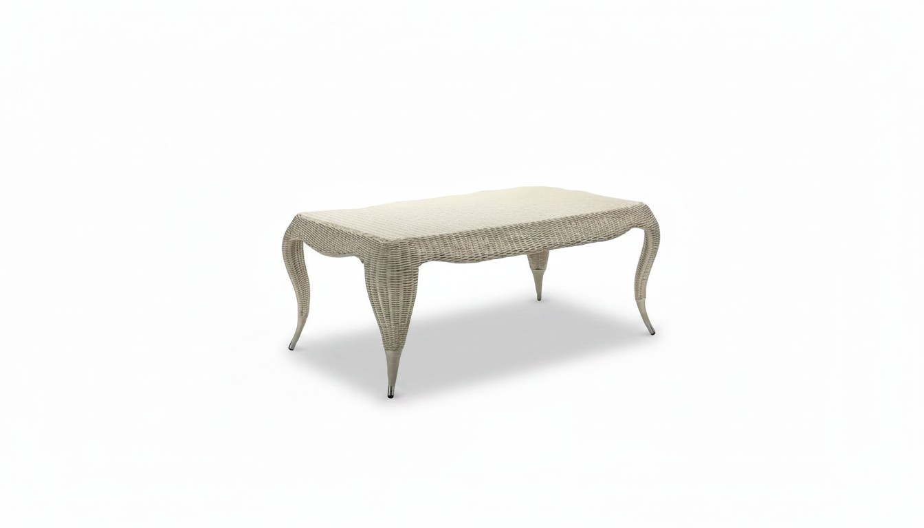 Esstisch Terrasse Rechteckig Luxus Moderner Grau Rattan Design Kaffeetisch