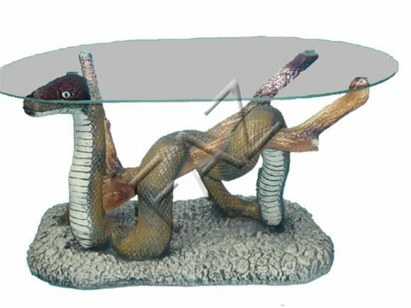 Design Tisch Schlange Glas Figur Statue Skulptur Figuren Skulpturen Neu