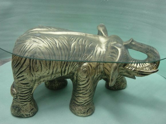 Design Tisch Elefant mit Glas Figur Statue Skulptur Figuren Skulpturen