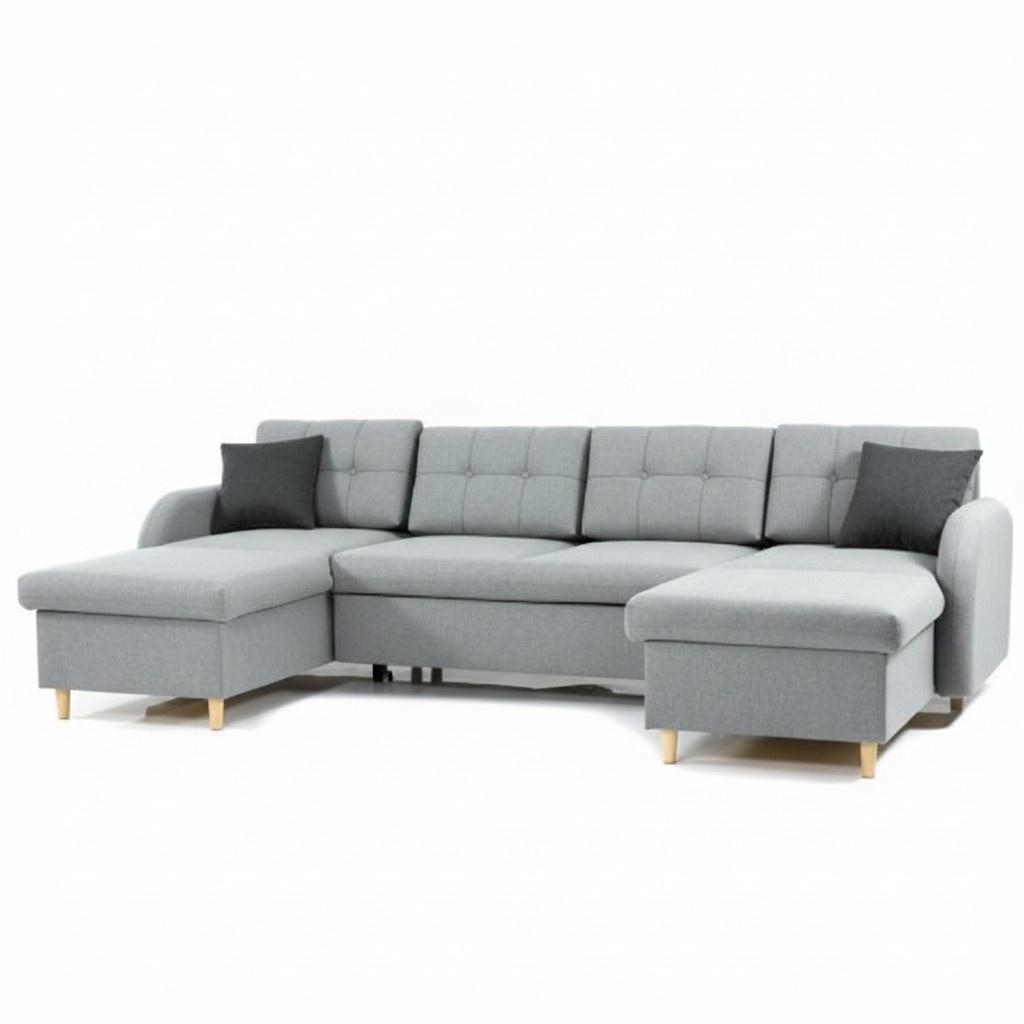 Wohnlandschaft Ecksofa Stoff U-Form Bettfunktion Couch Deko Design Polster
