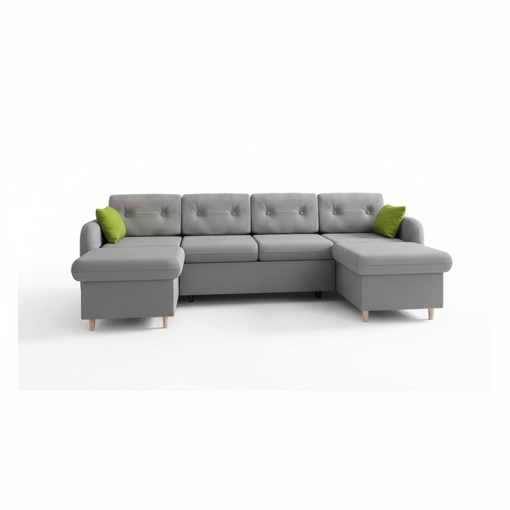 Wohnlandschaft Bettfunktion Stoff Ecksofa U-Form Deko Couch Design Polster