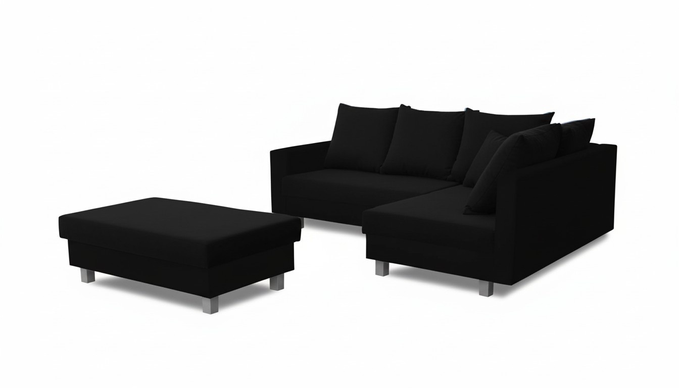 Ecksofa L-Form mit Puff Design Sofa Ecksofa Couch Polster Textil Sofas Neu