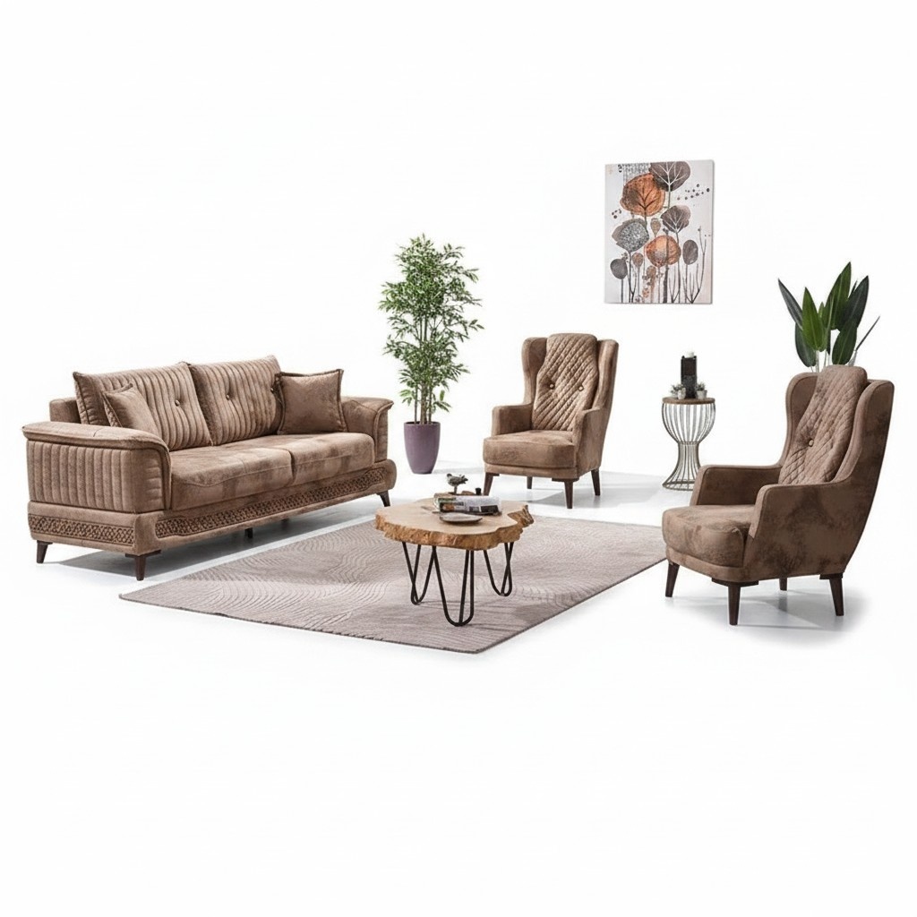 Design 2x Sessel Wohnzimmer Textil Luxus Moderne Polstermöbel Komplett