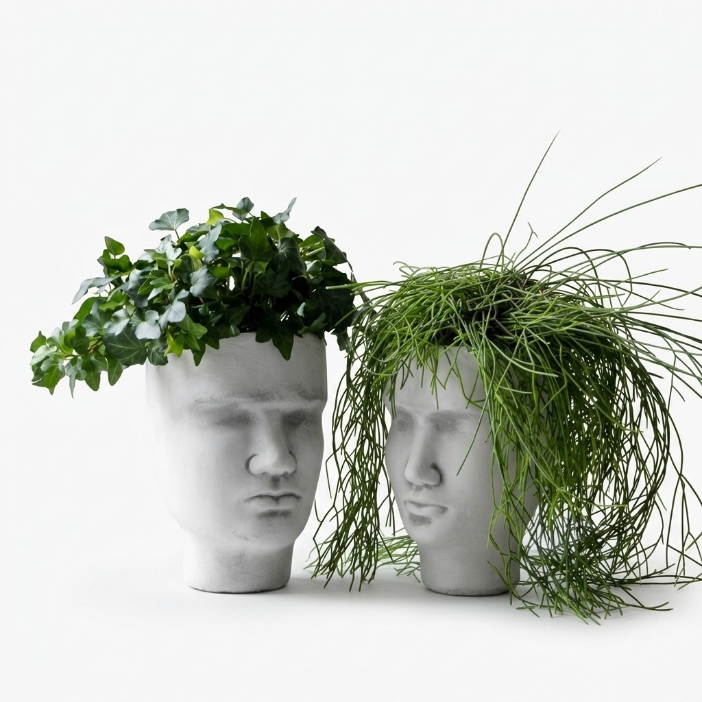Design Blumentopf Top Planz Kübel Gefäß Figur Deko Töpfe Gesicht Skulptur