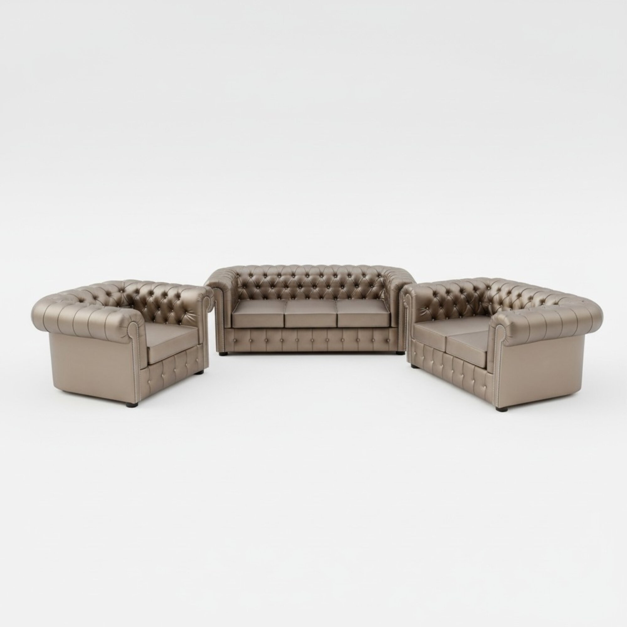 Design Chesterfield 3+2+1 Sofagarnitur Leder Sofa Set Garnitur Couch