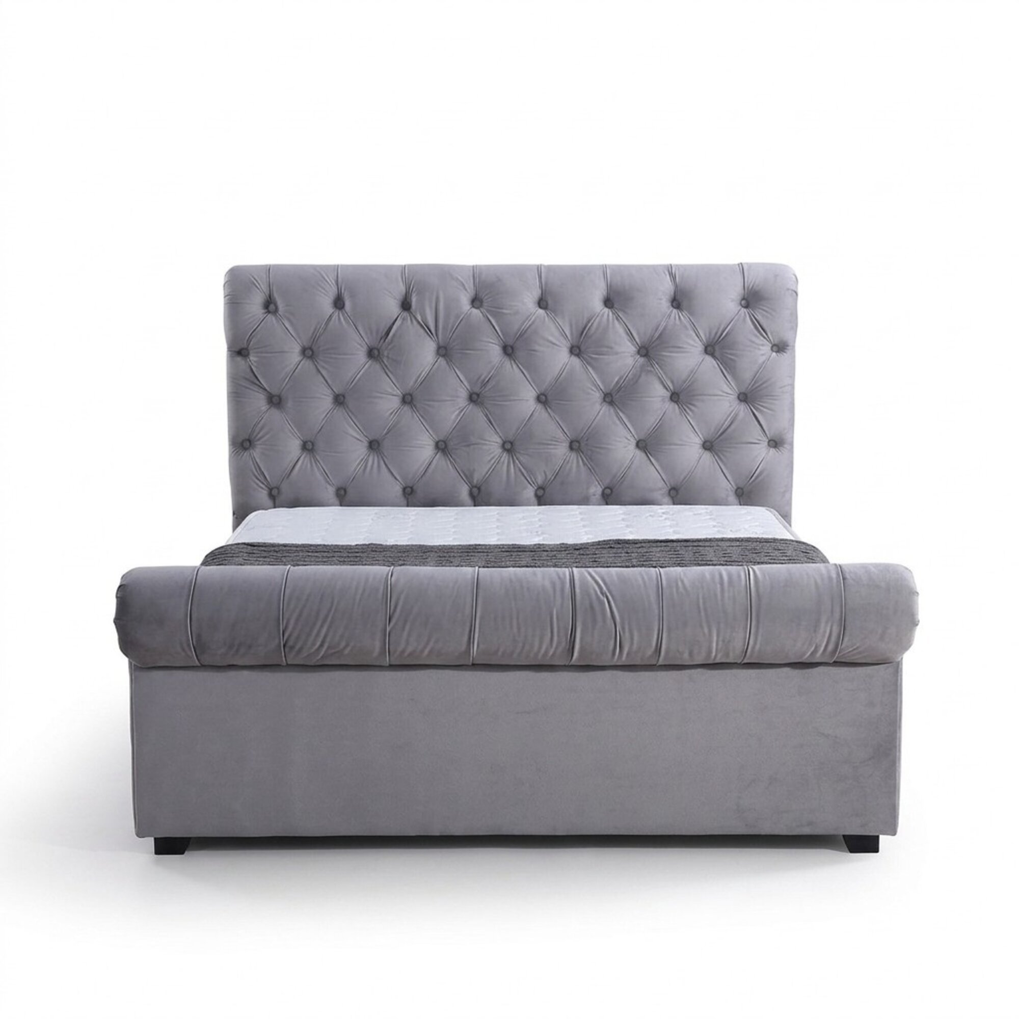Design Chesterfield Bett Textil Polster Leder Hotel Betten Schlafzimmer Neu
