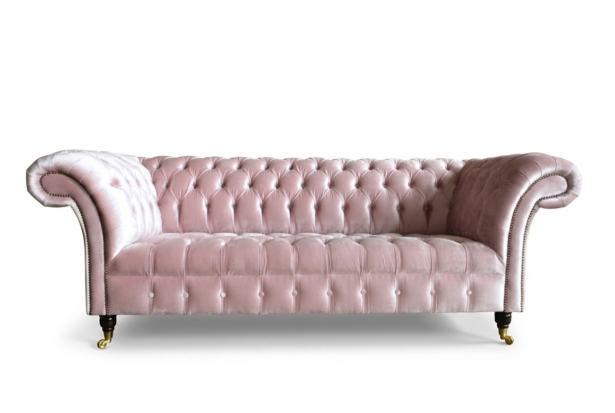 Design Chesterfield Dreisitzer 3Sitzer Stoff Couch Polster Sofas Sofa Sitz Relax