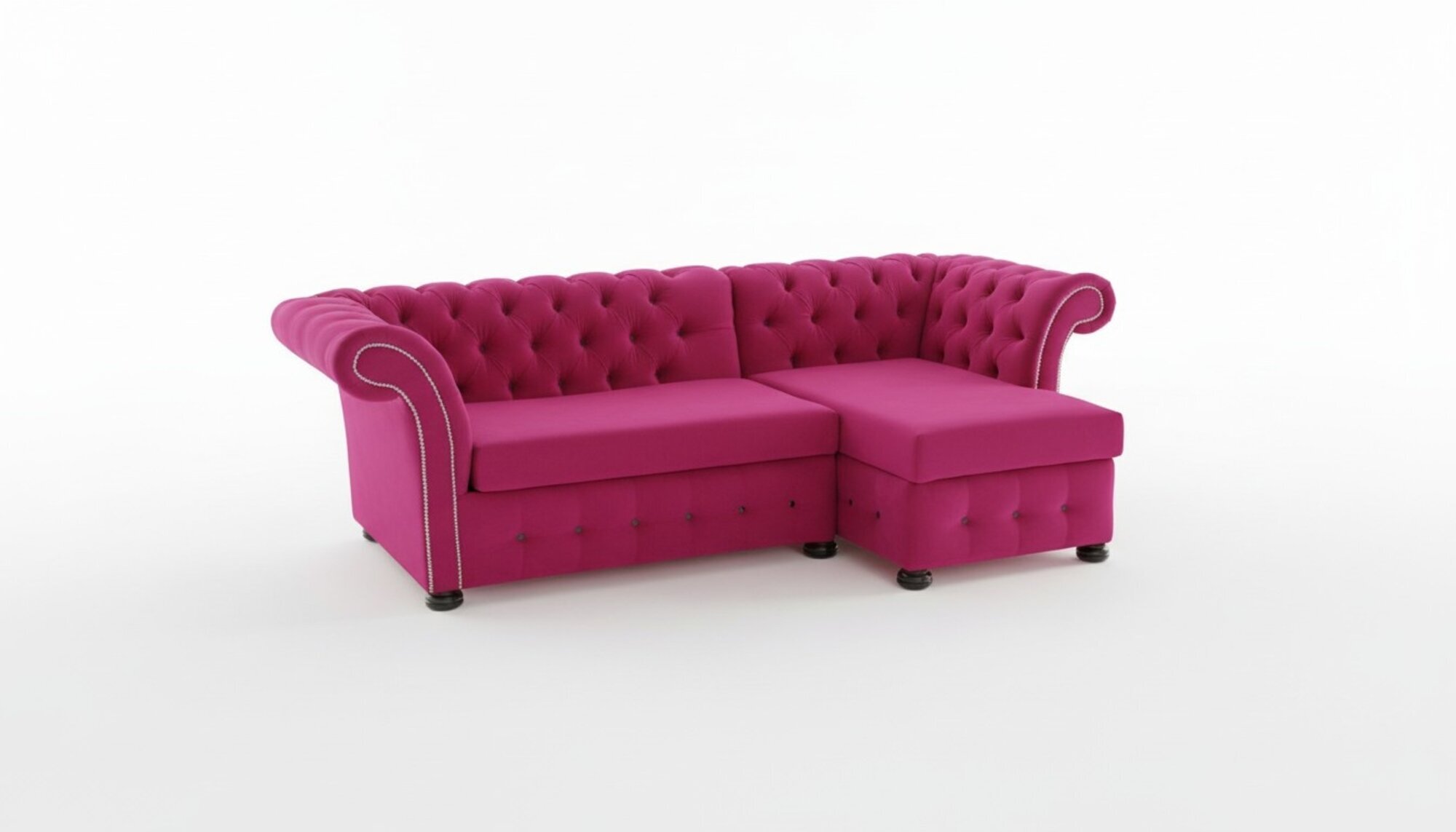 Design Chesterfield Ecksofa Eckcouch Couch Rosa Textil Sofa Couchen