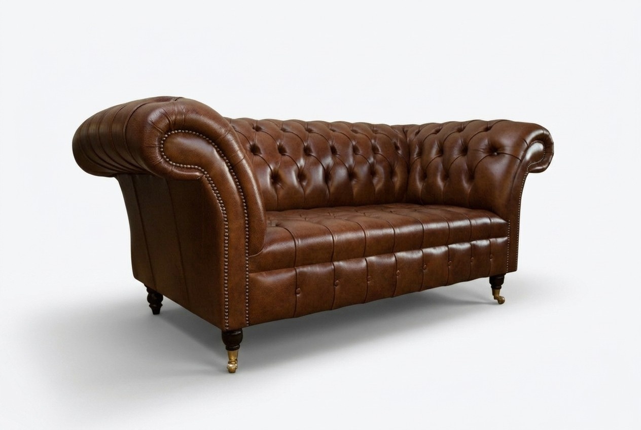 Design Chesterfield Sofa 2 Sitzer Couch Polster Leder Sofas Wohnzimmer Leder