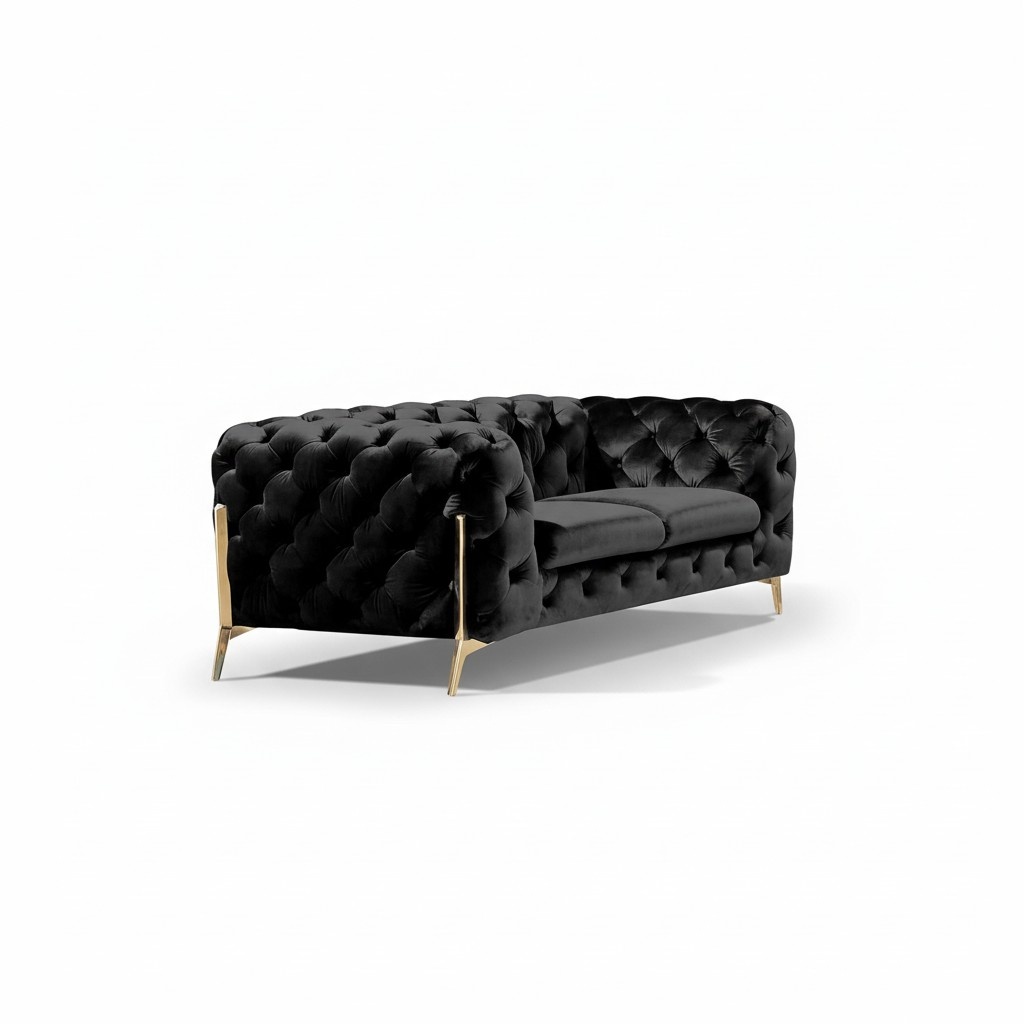 Design Chesterfield Sofa 2-Sitzer Couch Polster Textil Sofas Zweisitzer Samt Neu