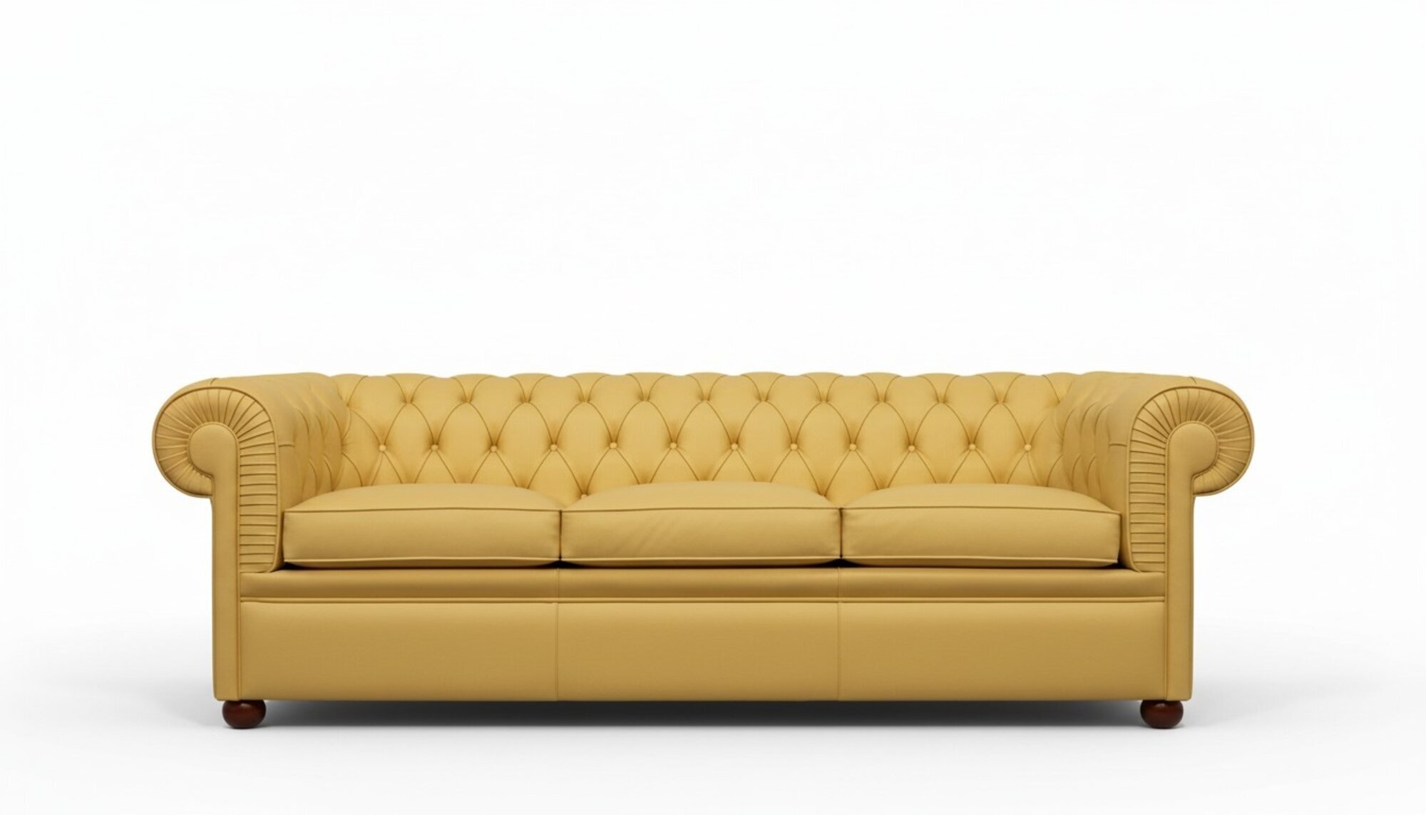 Design Chesterfield Sofa 3-Sitzer Gelb Couch Polster Leder Sofas