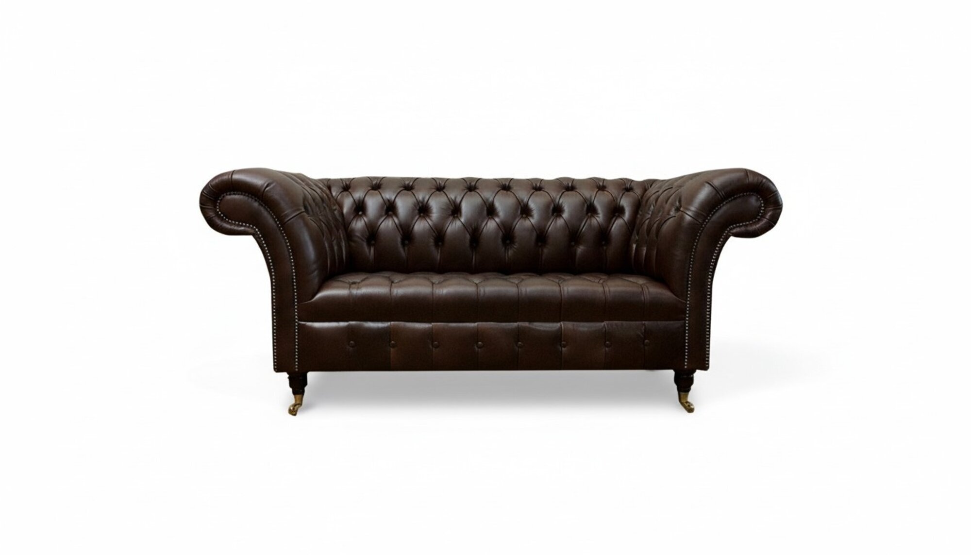 Design Chesterfield Sofagarnitur 2 Sitzer Couch Leder Baun Couch Polster Sofa