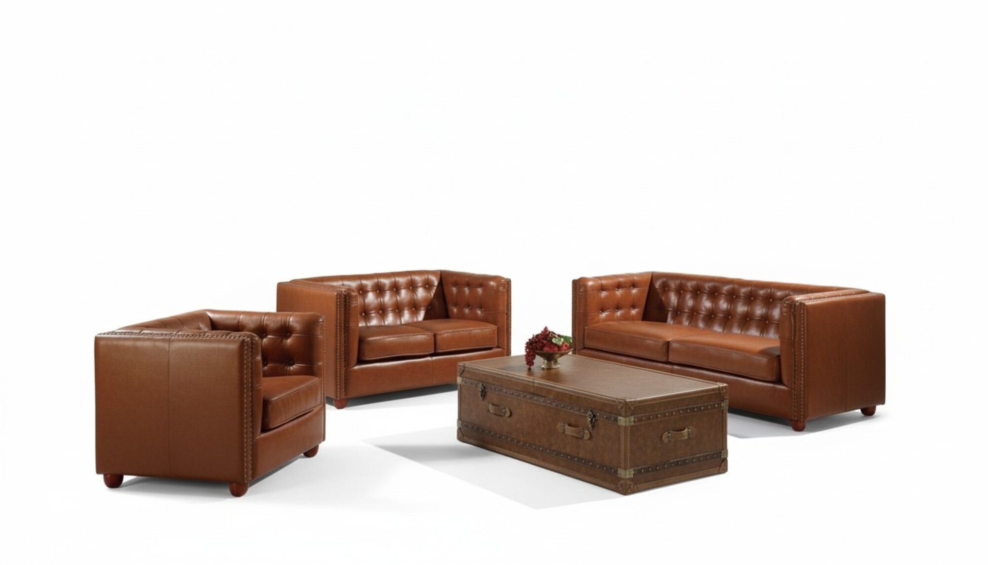 Design Chesterfield Sofagarnitur 3+2+1 Couch Leder Couch Polster
