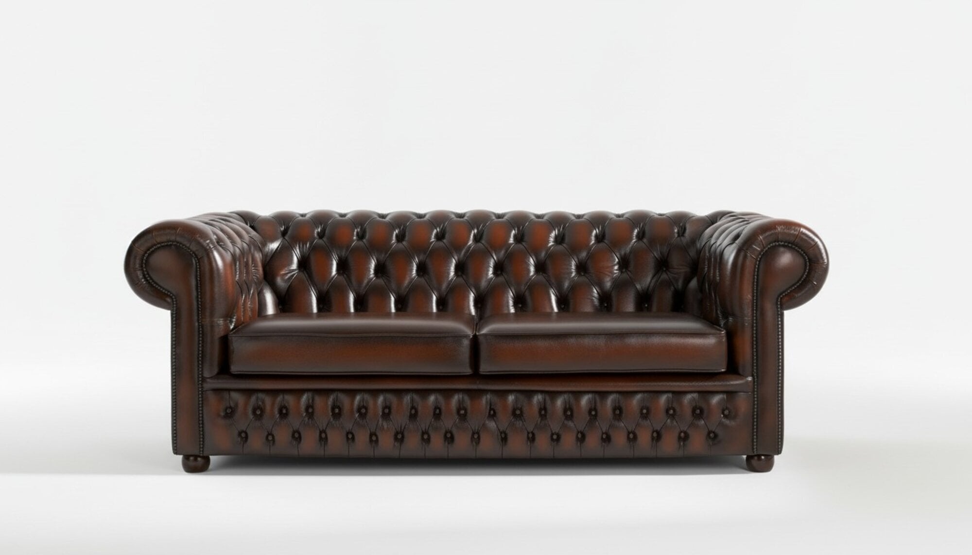 Design Chesterfield Sofagarnitur 3- Sitzer Couch Leder Braun Polster
