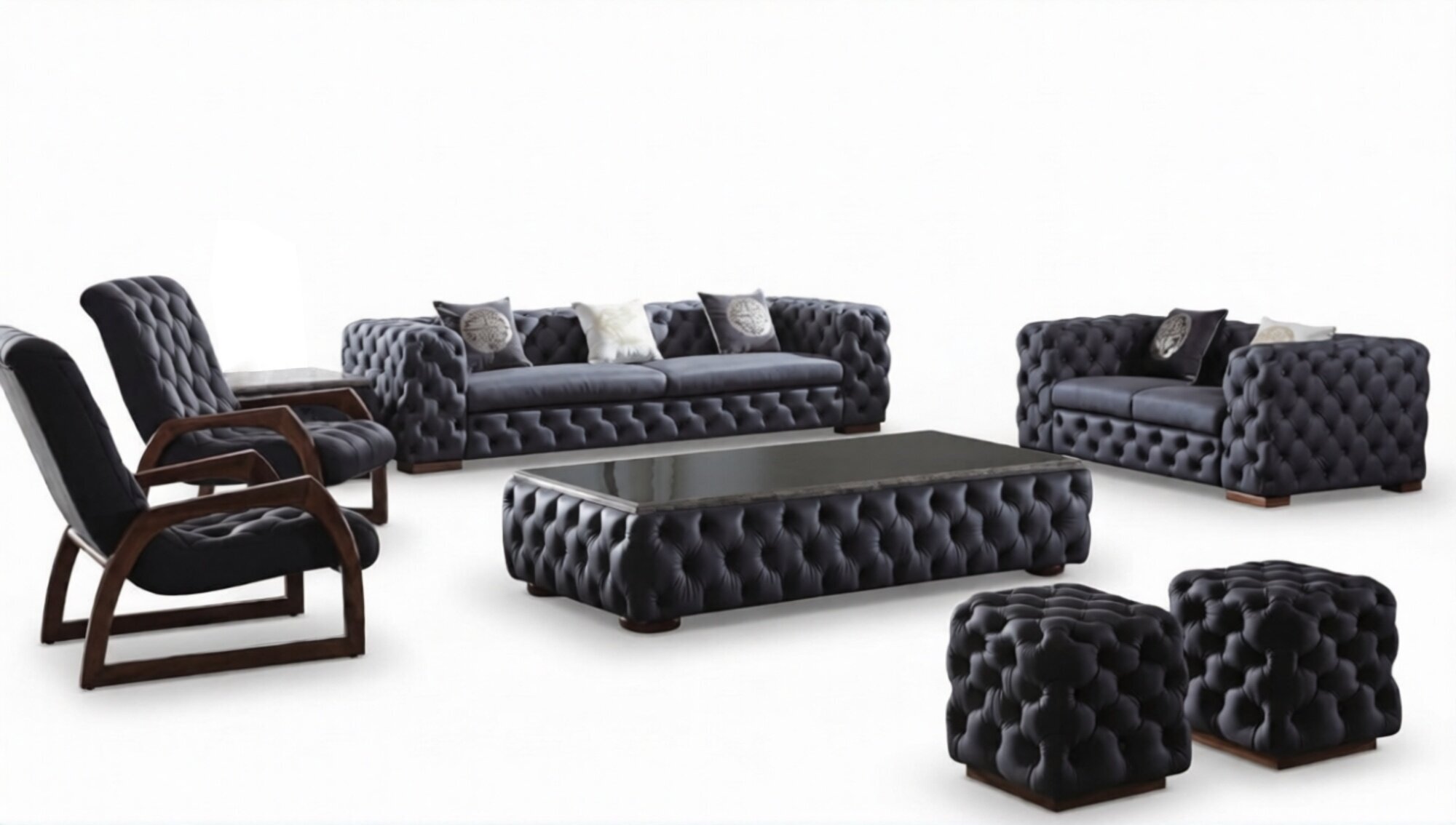 Design Chesterfield Sofagarnitur 3+ 2 Couch Sofa Set Garnitur Polster
