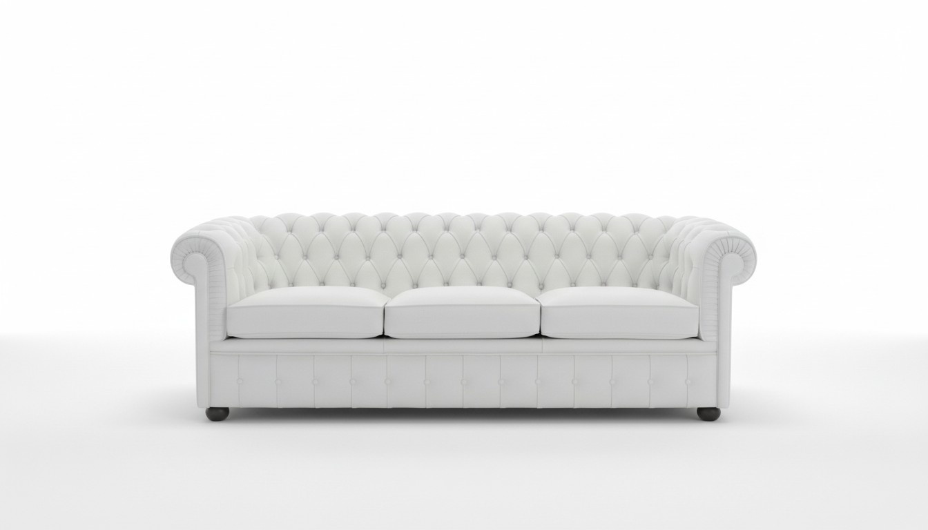 Design Chesterfield Sofagarnitur 3-Sitzer Leder Couch Weiß Polster