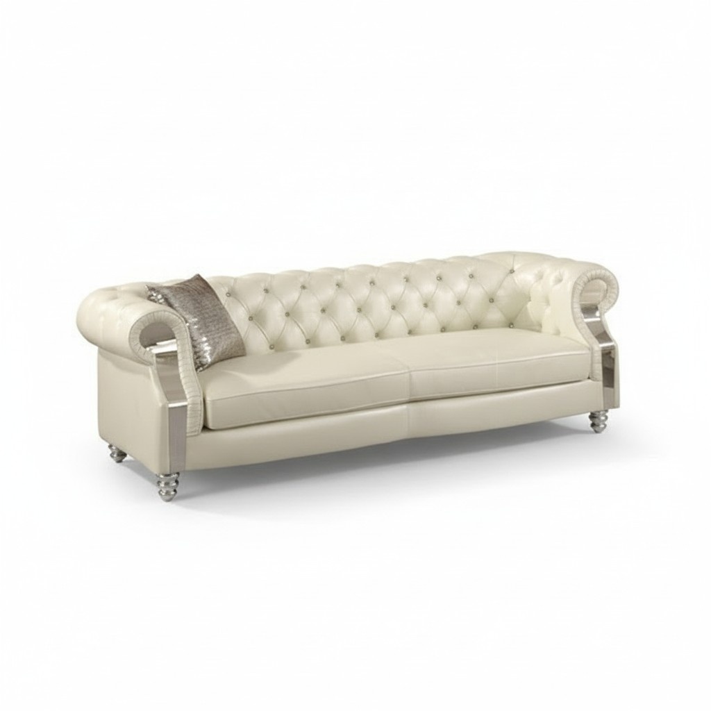 Design Chesterfield Sofagarnitur 3 Sitzer Couch Leder Polster Modern