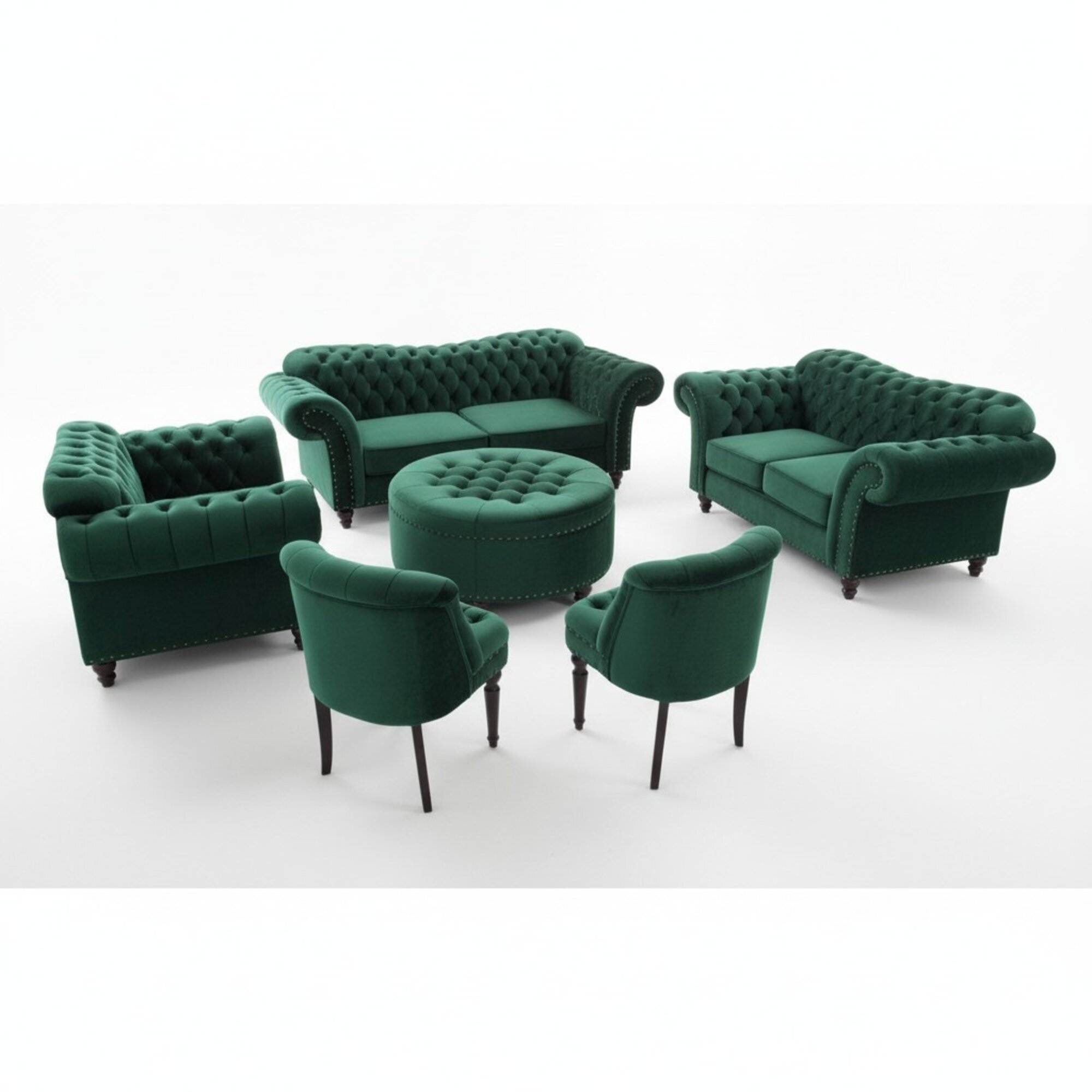 Design Chesterfield Sofagarnitur 6 Teiliges Set Sessel Hocker Couch