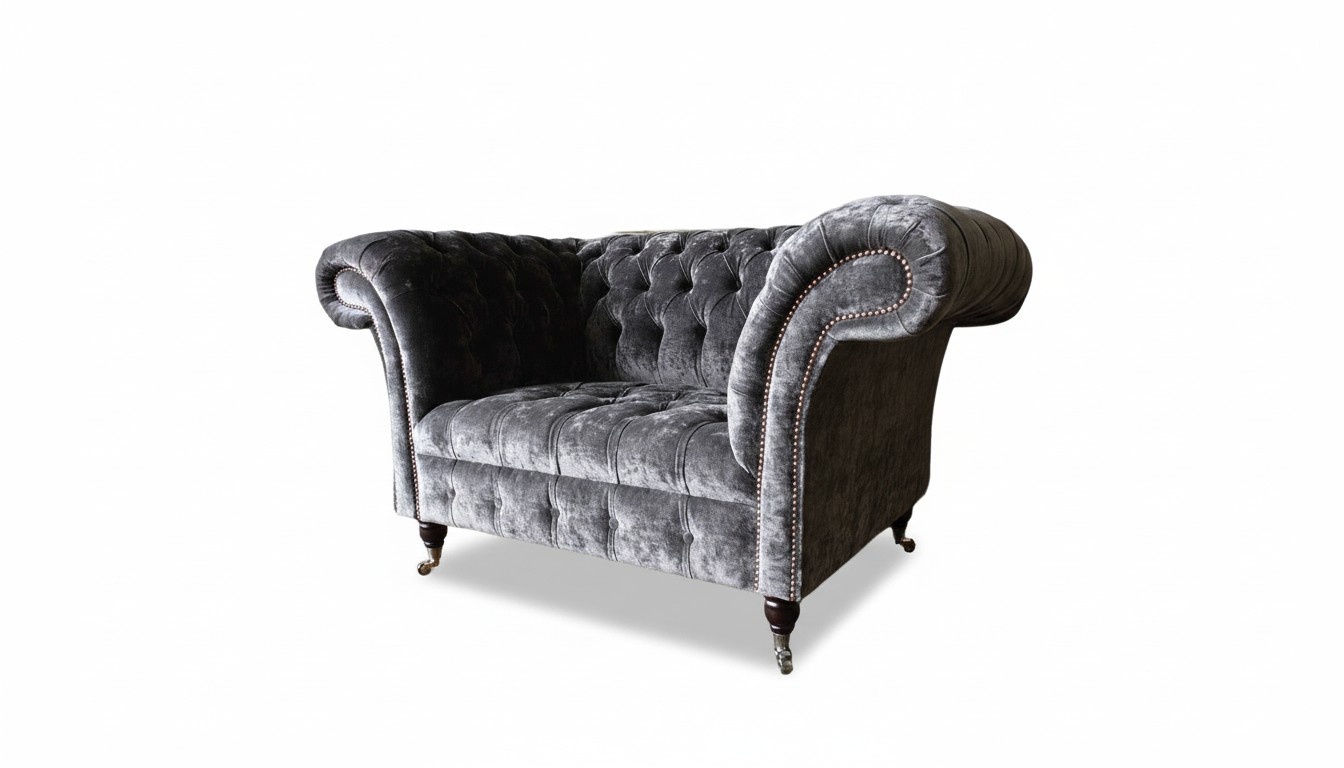 Design Chesterfield Stoff Couch Sessel 1.5 Sitzer Polster Lounge Neu