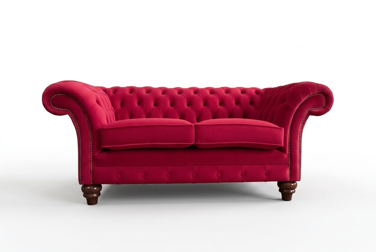 Design Chesterfield Stoff Couch Sofa 2 Sitzer Polster Sofas Neu Textil Stoff Neu