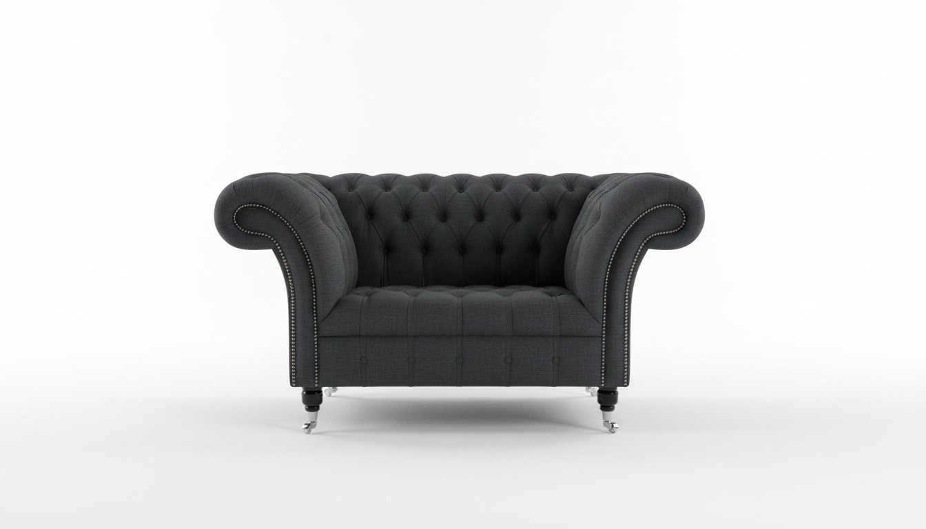 Design Chesterfield Couch Stoff Sessel 1.5 Sitzer Sofas Polster Lounge Club Neu