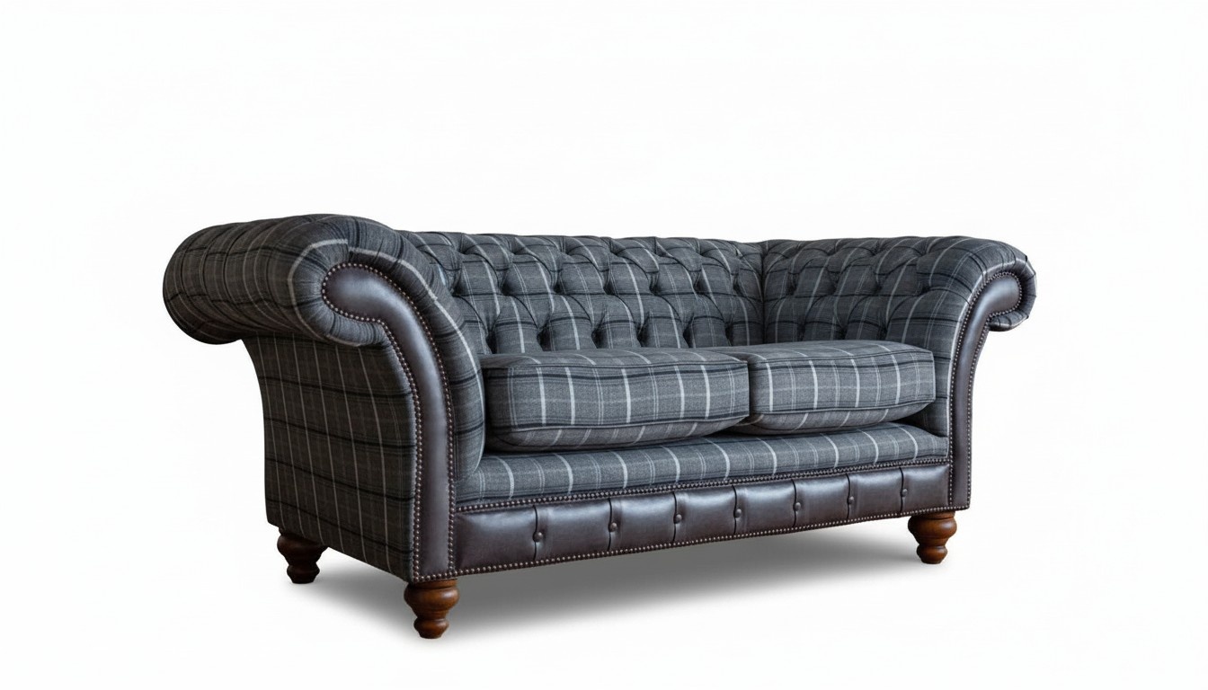 Design Chesterfield Textil Luxus 2-Sitzer Stoff Couch Polster Sofa