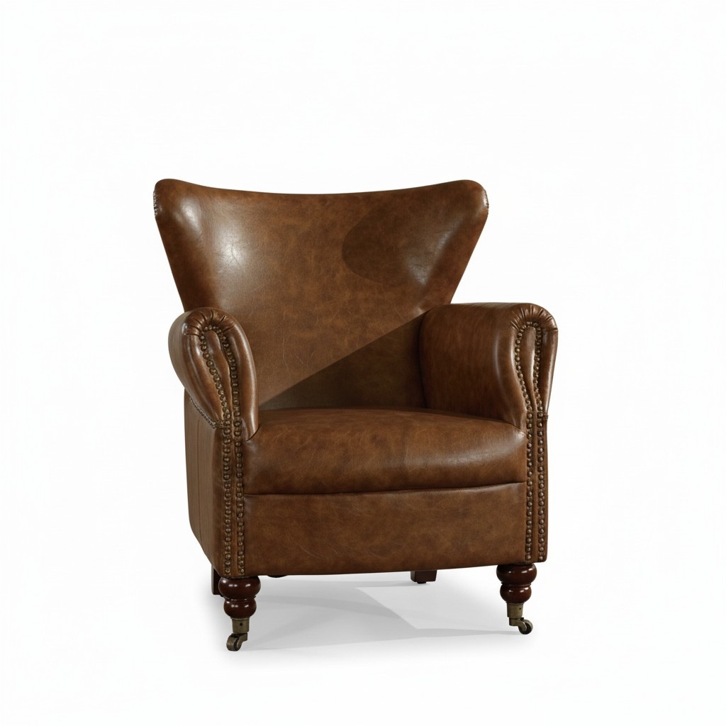 Design Classic Chesterfield Sessel Braun Leder Einsitzer Echtleder Neu