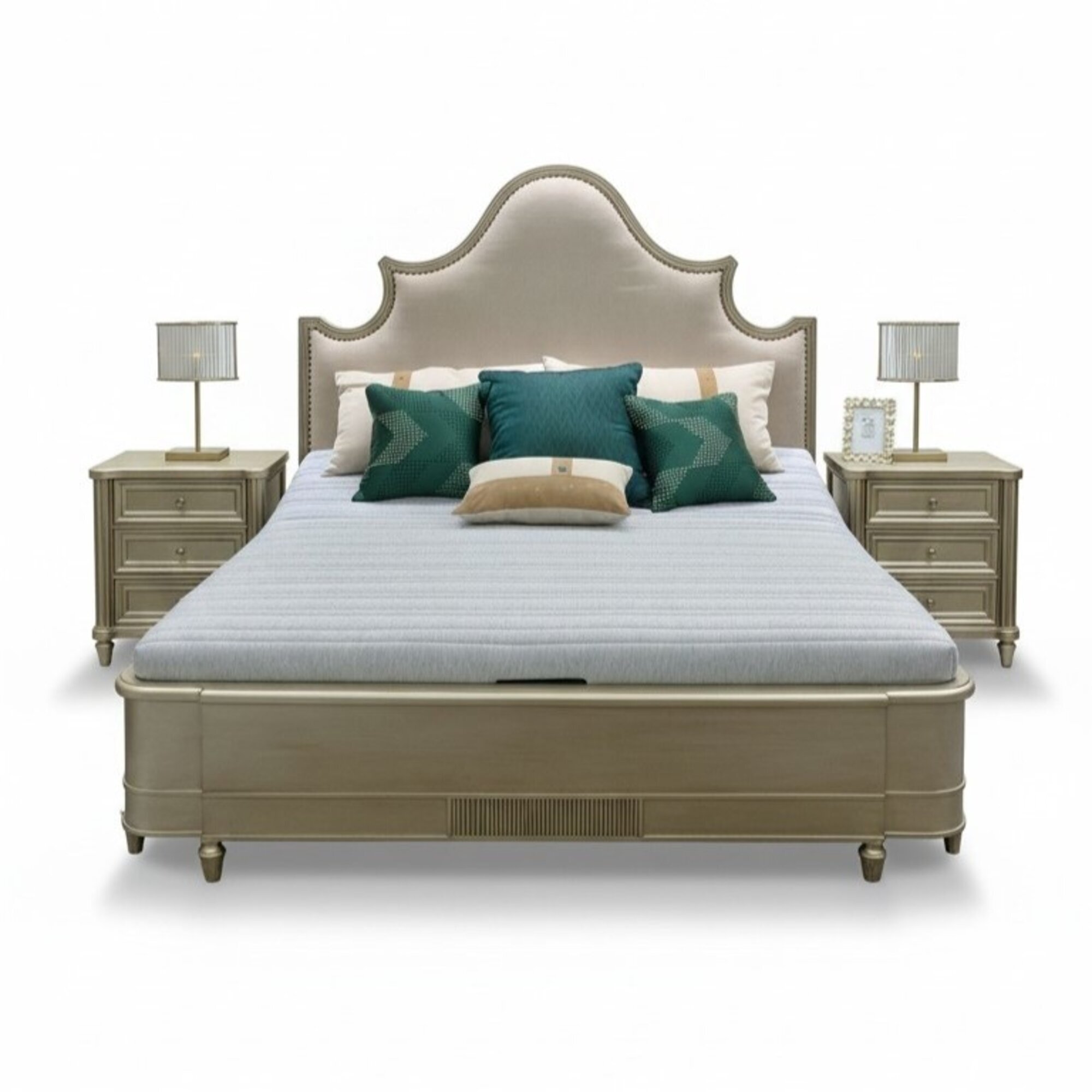 Design Doppel Hotel Betten Schlafzimmer Holz Möbel Bett Polster Holz 180x200 Neu