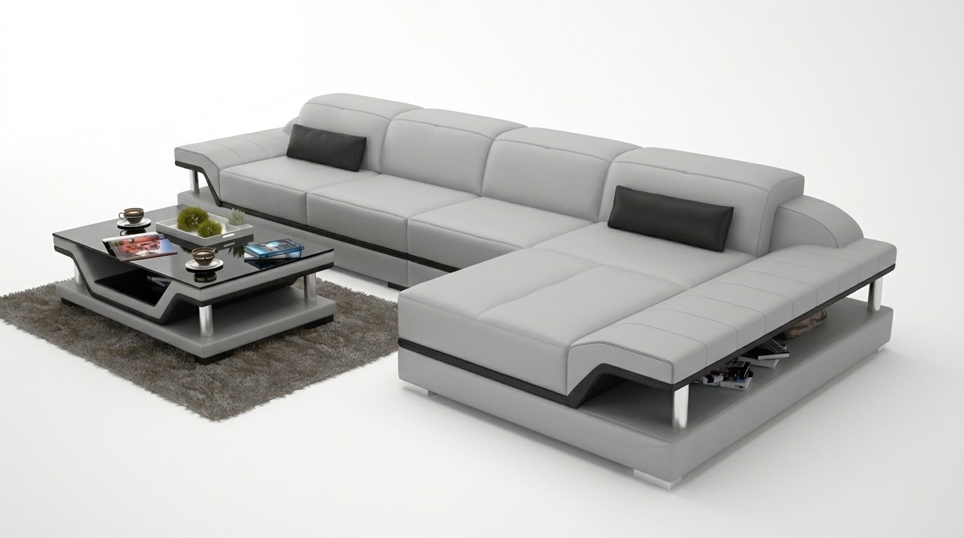 Design Ecksofa L-form Couch Leder Sofas Weiß Wohnlandschaft Couchen
