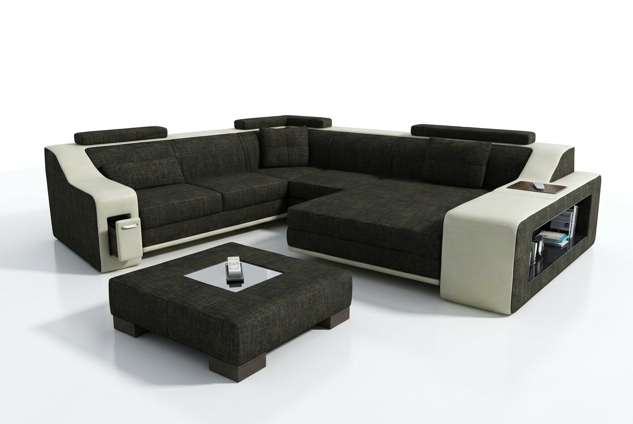 Design Ecksofa Sofa Couch Polster Sitz Sofas Eck Garnitur Textil Leder