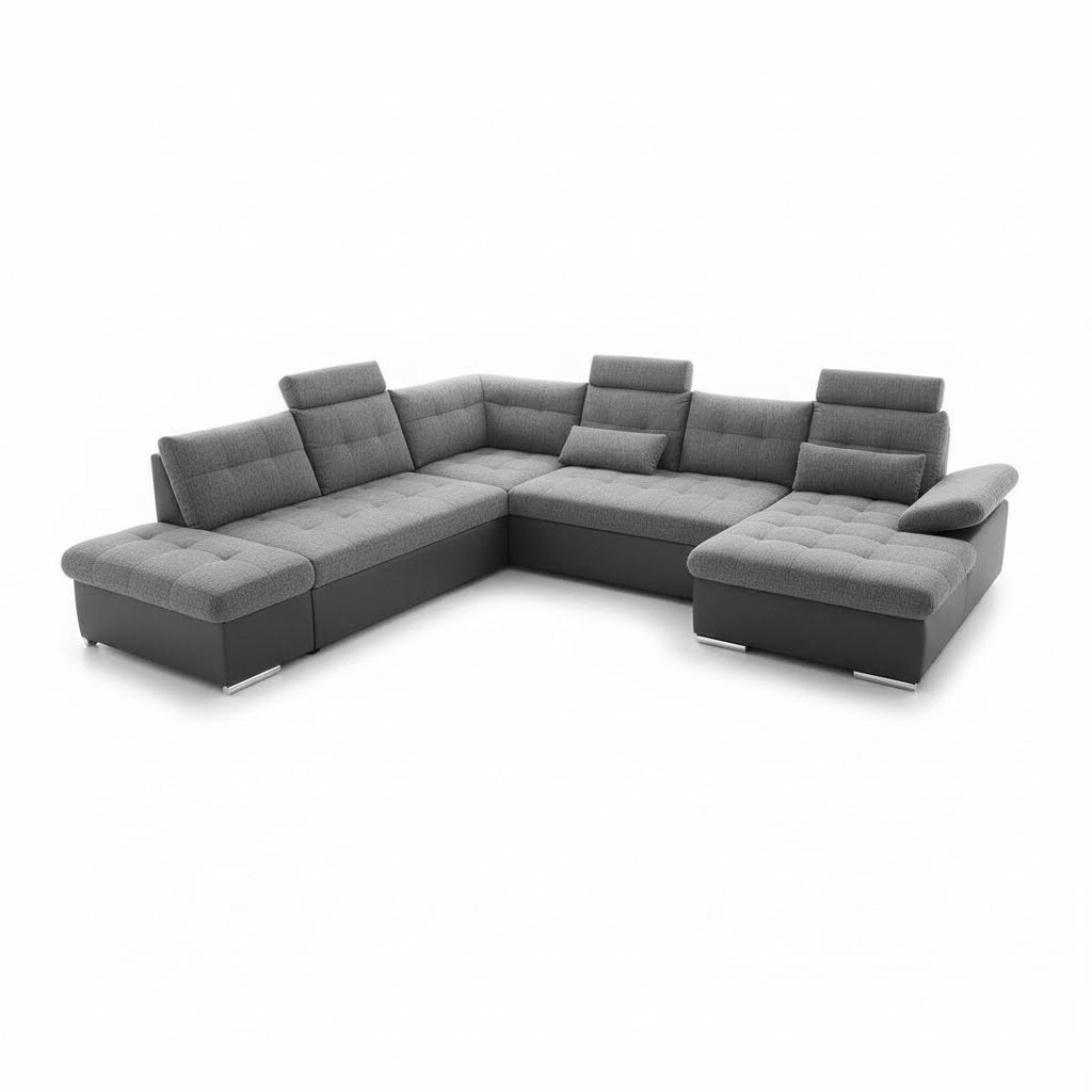 Design Ecksofa Stoff L-Form Bettfunktion Couch Polster Eck Modern