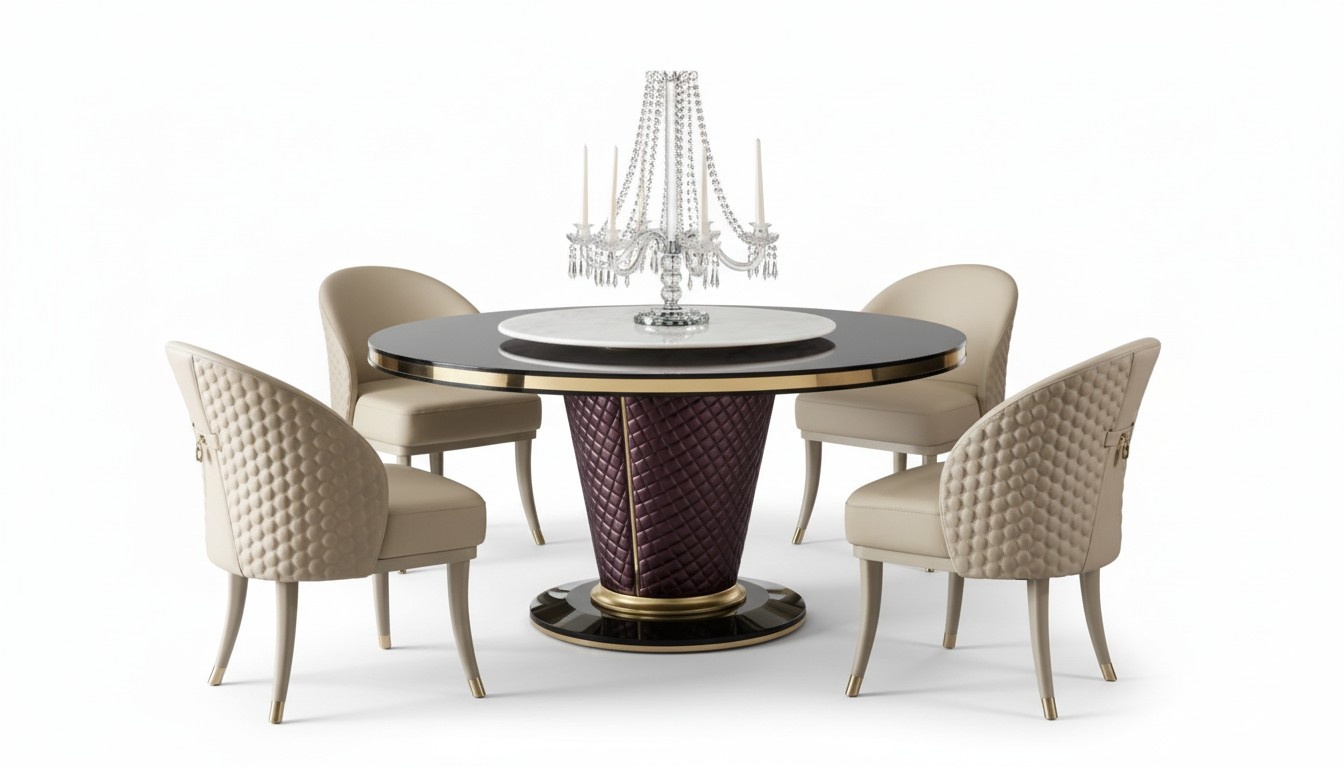 Design Esstisch Runder Tisch 6 Stühle Esszimmer Set Garnitur Stuhl