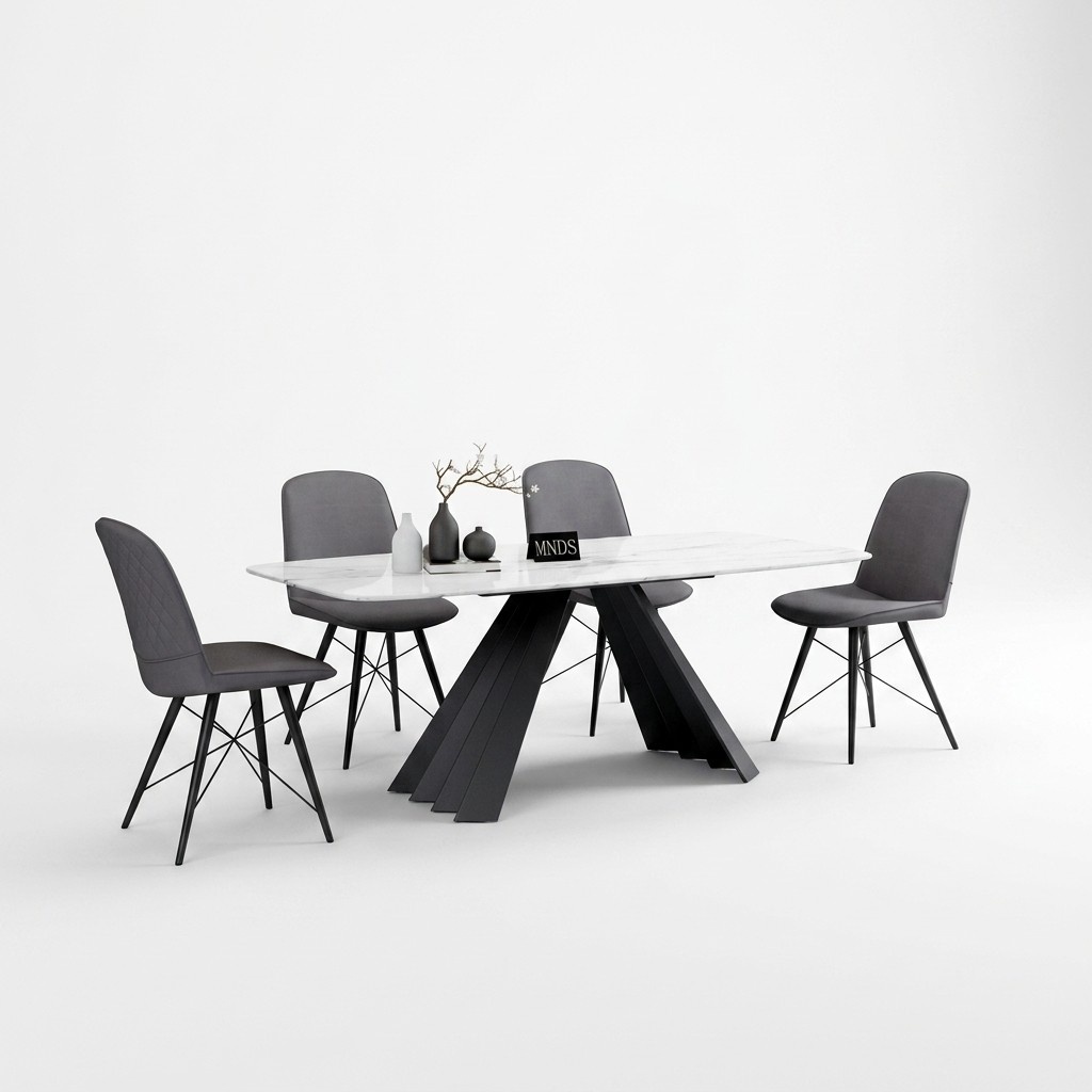 Design Esszimmer Gruppe Tisch + 4 Stühle Sitz Polster Garnitur Tische