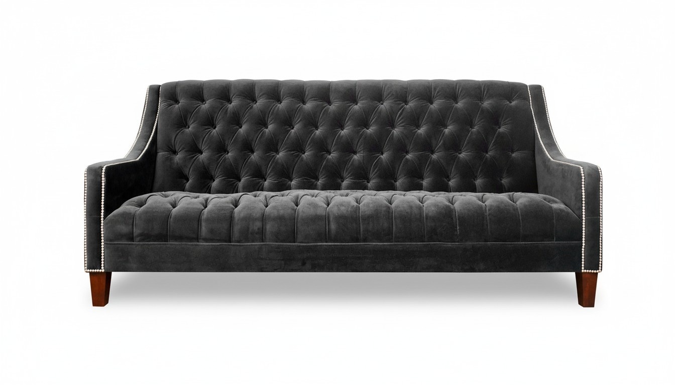 Design grau Sofa 3 Sitzer Chesterfield Stoff Couch Polster Sofas Leder
