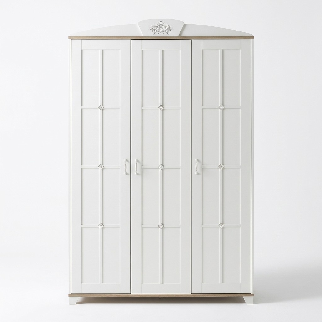 Design Kleiderschrank Schrank Holzschrank Möbel Holz Luxus Weiß 3 Tür