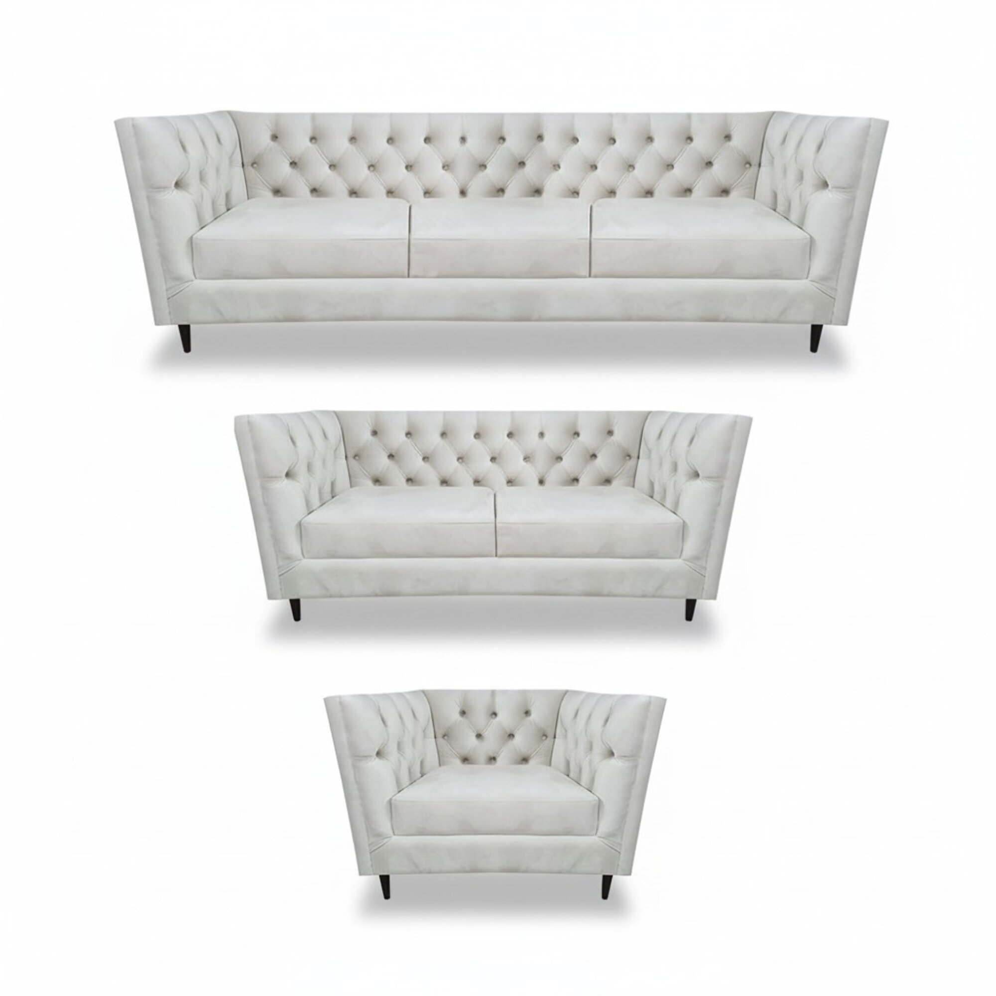Design Komplett Weiß Möbel Wohnzimmer Set 3tlg Luxus Polstermöbel Chesterfield
