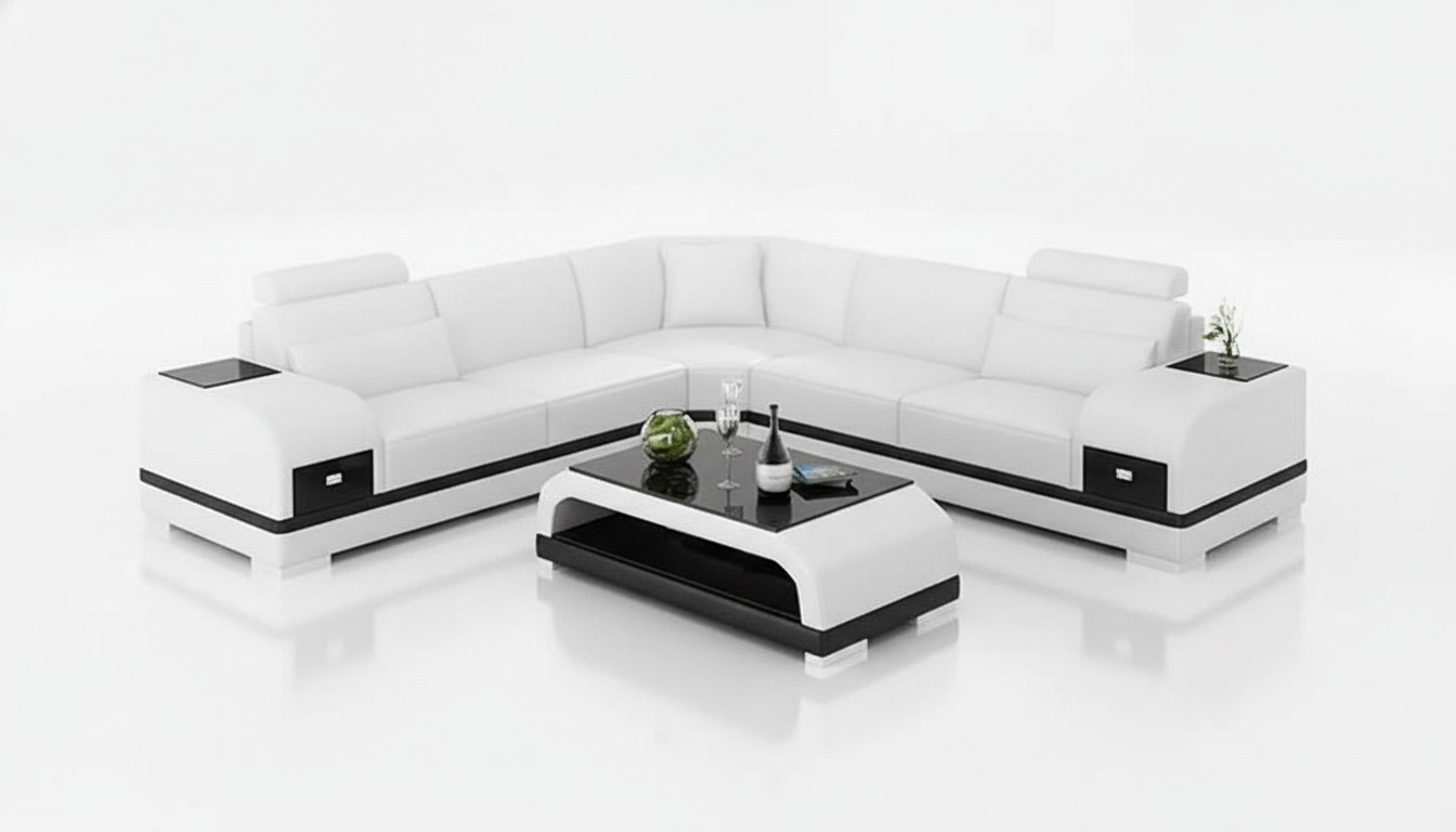 Design Ledergarnitur Couchen Eckcouch Sofa Polster Sofas Ledercouch Wohnzimmer