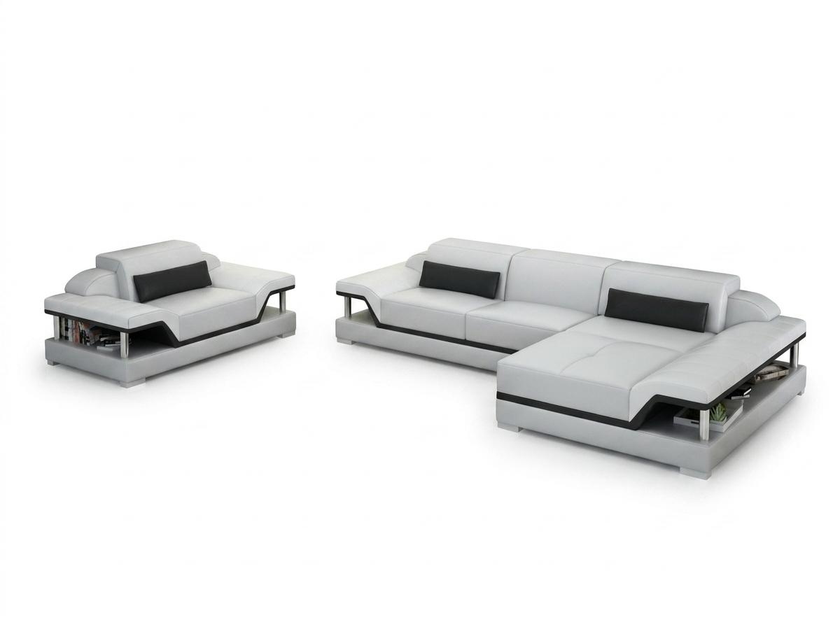 Design Ledersofa Sofa Couch Polster Eck Wohnlandschaft Garnitur Sofas Neu G8004F