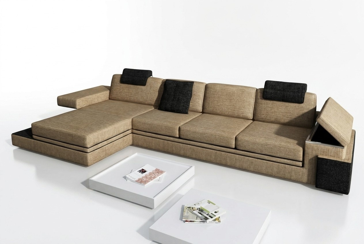 Design Ledersofa Sofa Couch Polster Garnitur Wohnlandschaft Eck Textil