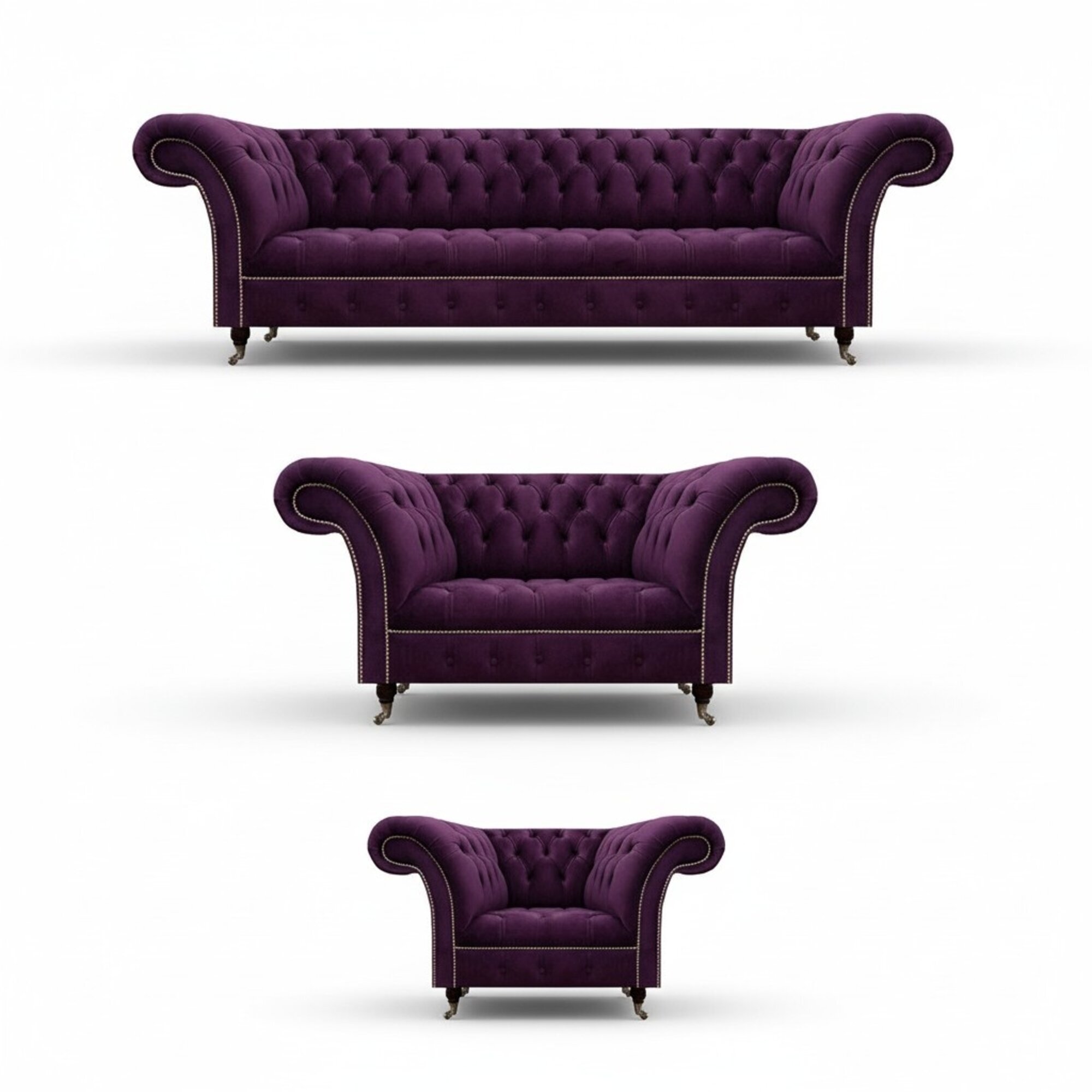 Design Luxus Möbel Lila Polstermöbel Sofagarnitur 4+2+1 Sitzer Textilsofa