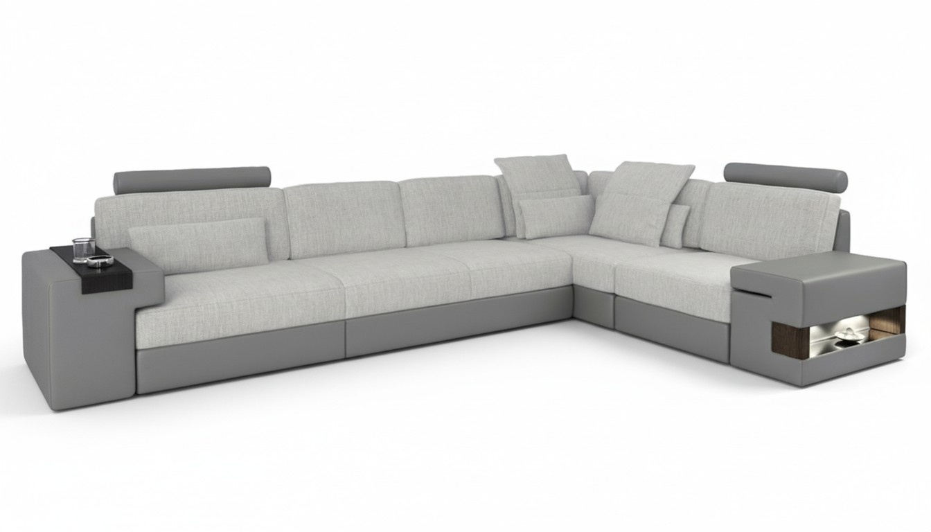 Design moderne Sofa L-Form Sofas Grau NEU Couch Ecke Leder Wohnzimmer Couchen