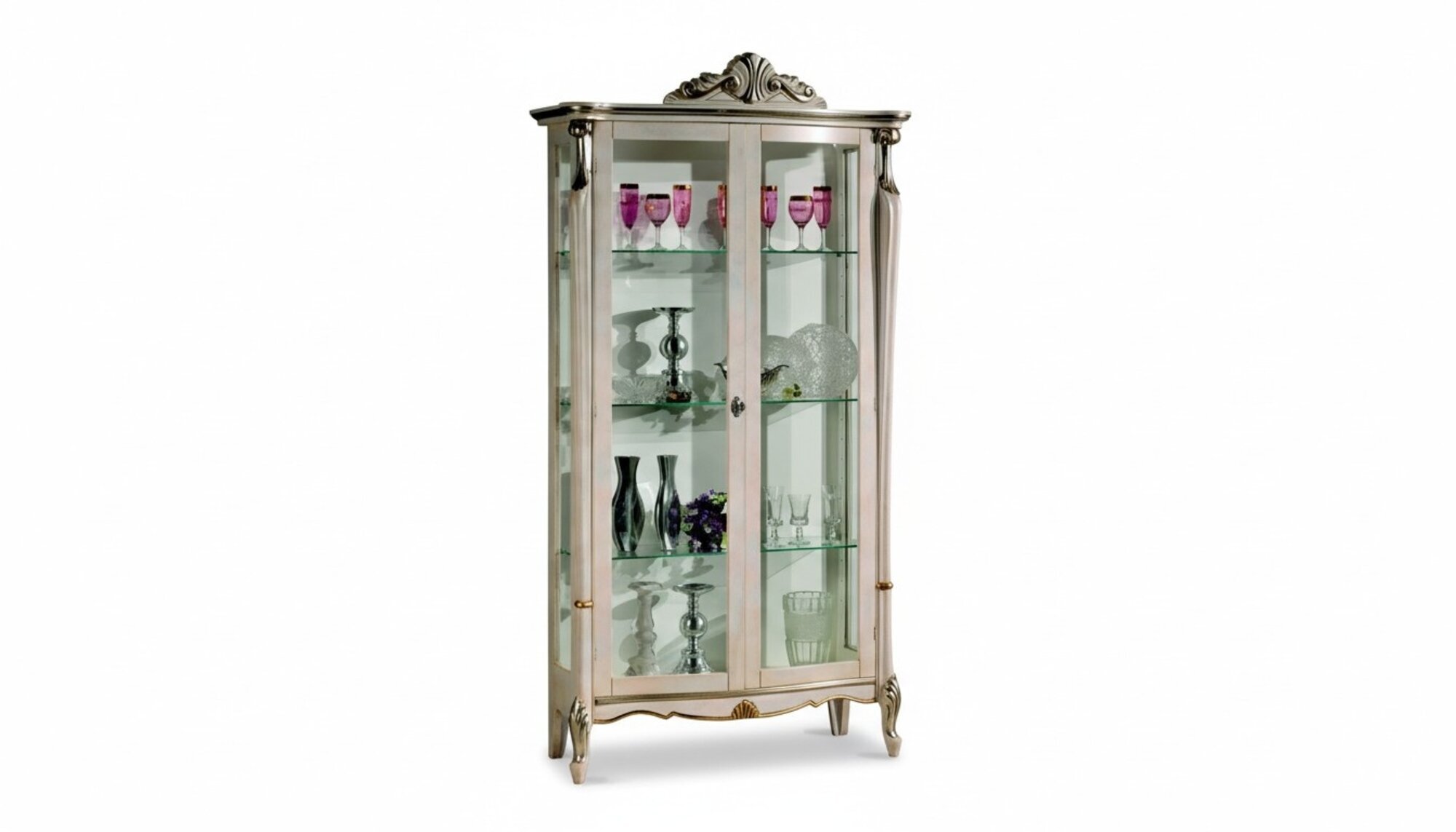 Design Möbel Holz Klassischer Barock Luxus Vitrine Schrank Regal Italienische Möbel Neu