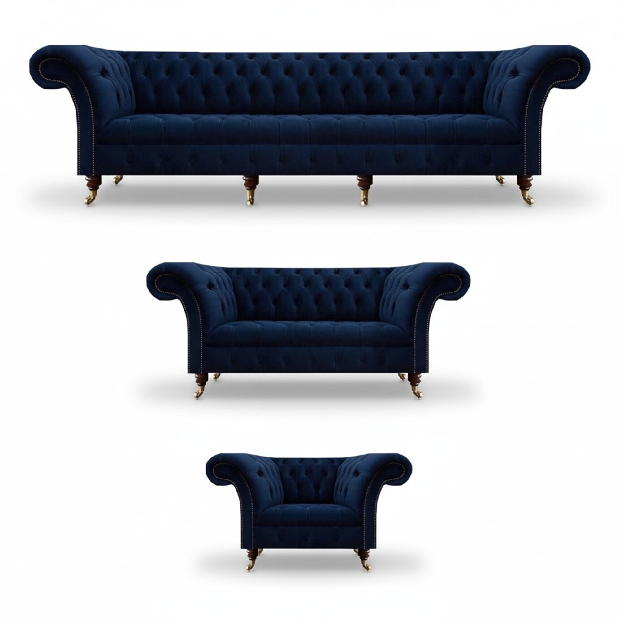 Design Möbel Komplett 3tlg Wohnzimmer Sofas Couch Chesterfield 4+2+1 Textil