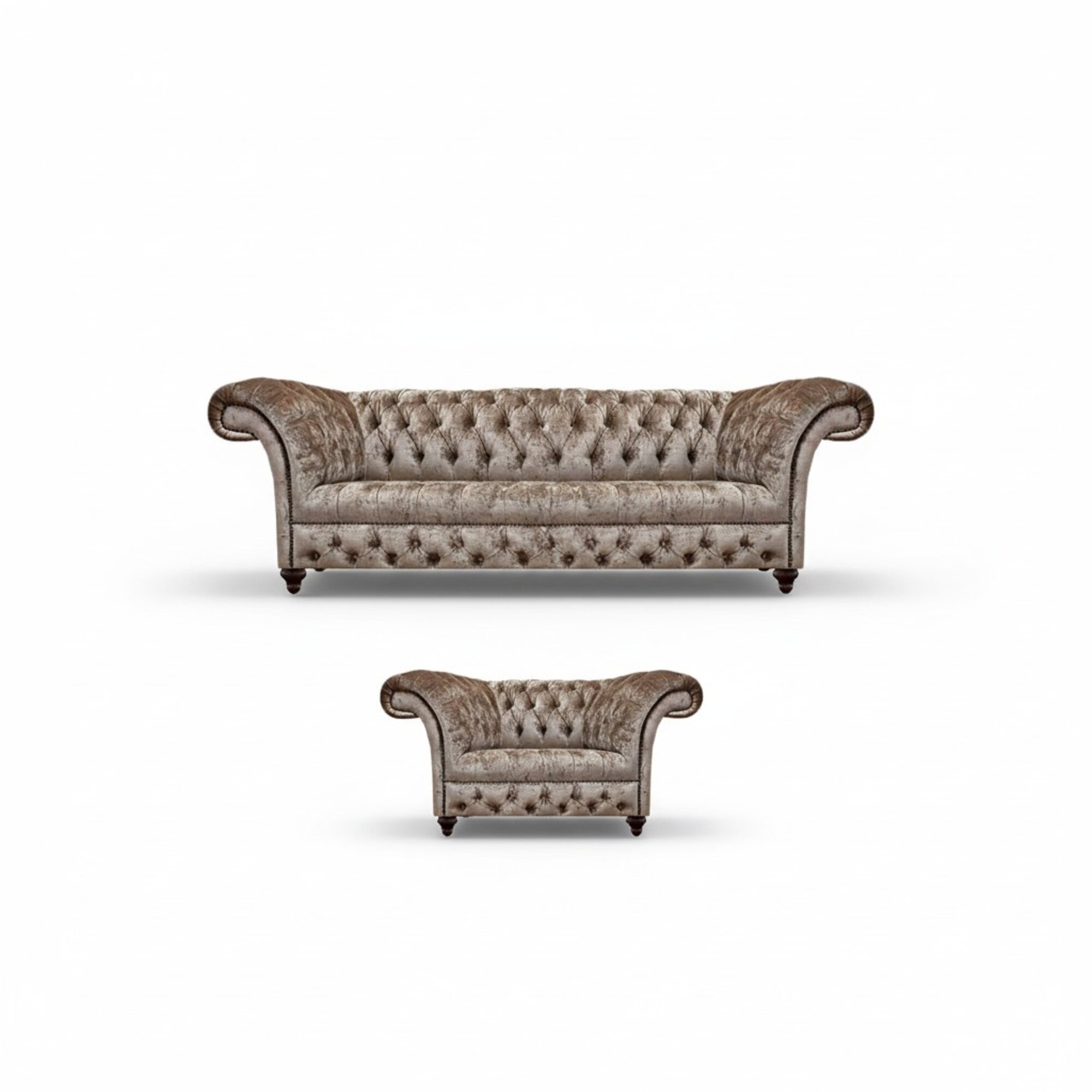 Design Möbel Luxus Sofa Couch Dreisitze Chesterfield Beige Sessel Einrichtung