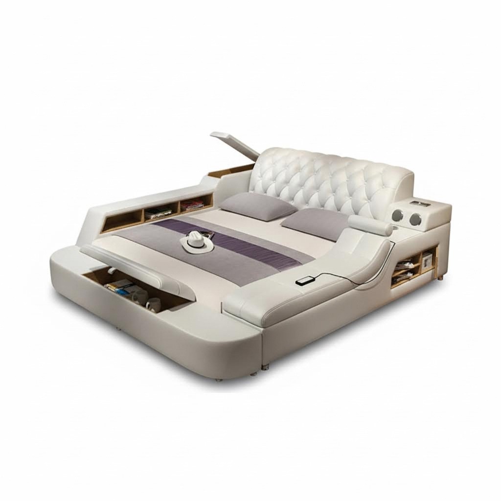 Design Multifunktion Bett XXL Big Betten Leder Hotel Polster