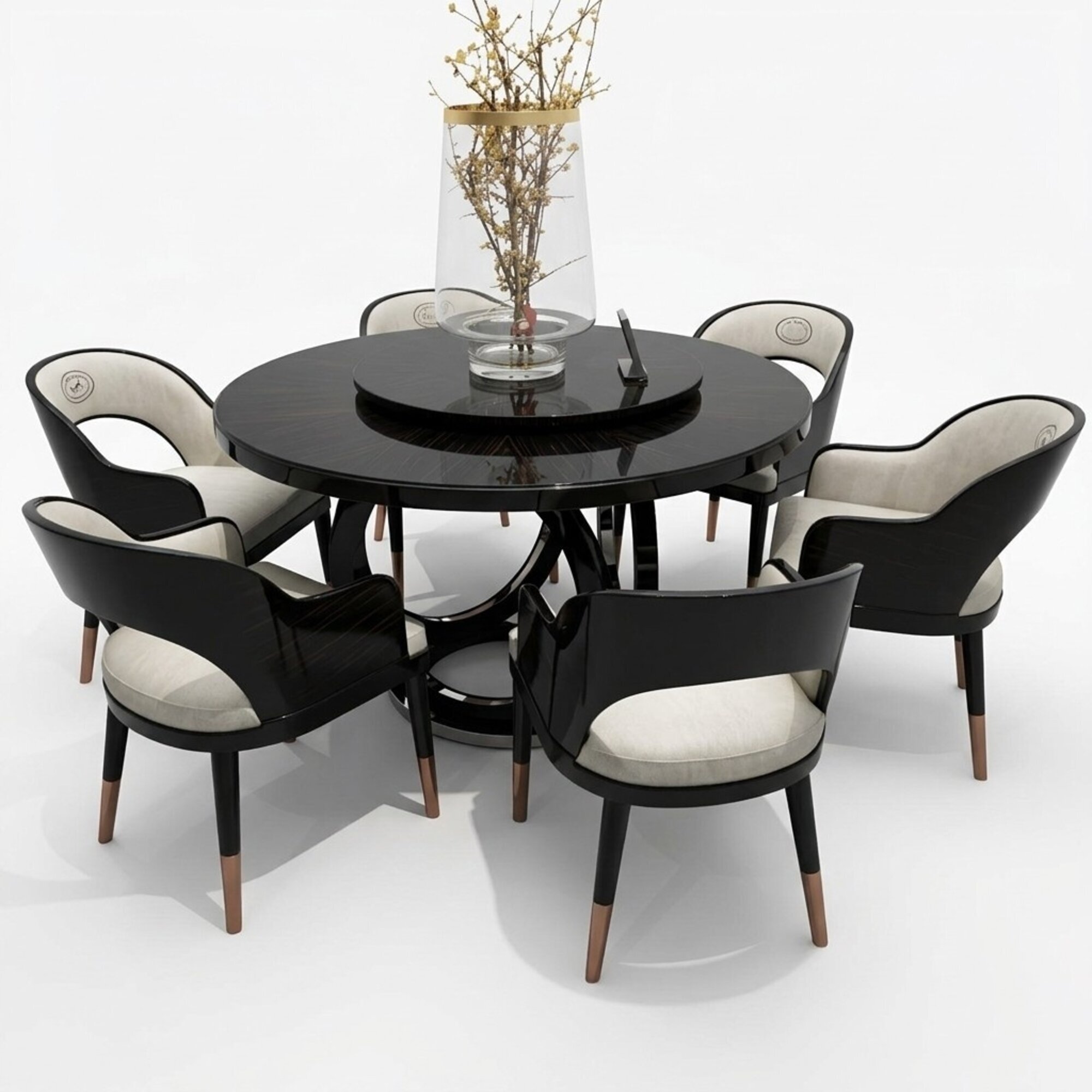 Design Garnitur Rundtisch + 6x Sessel