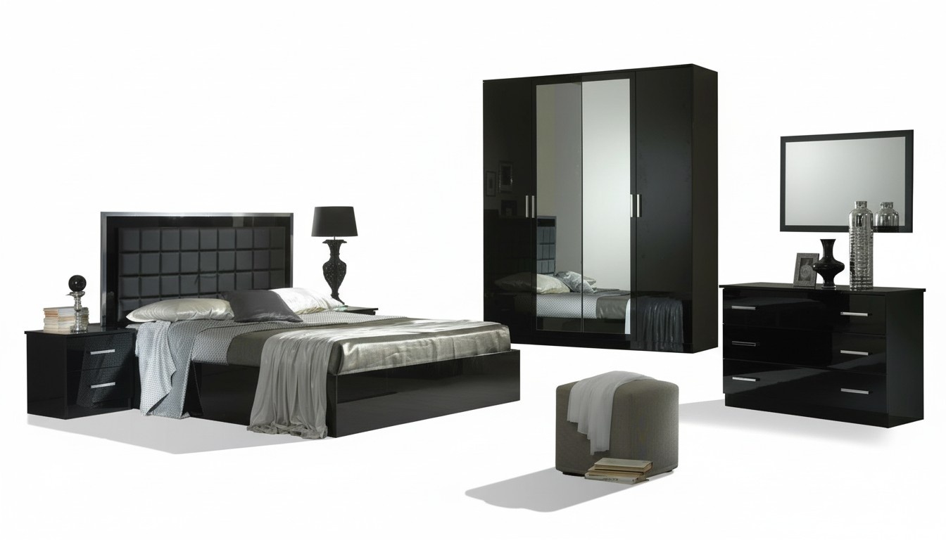 Design Schlafzimmer 6 tlg. Schlafzimmer Komplett Set Bett Nachttisch