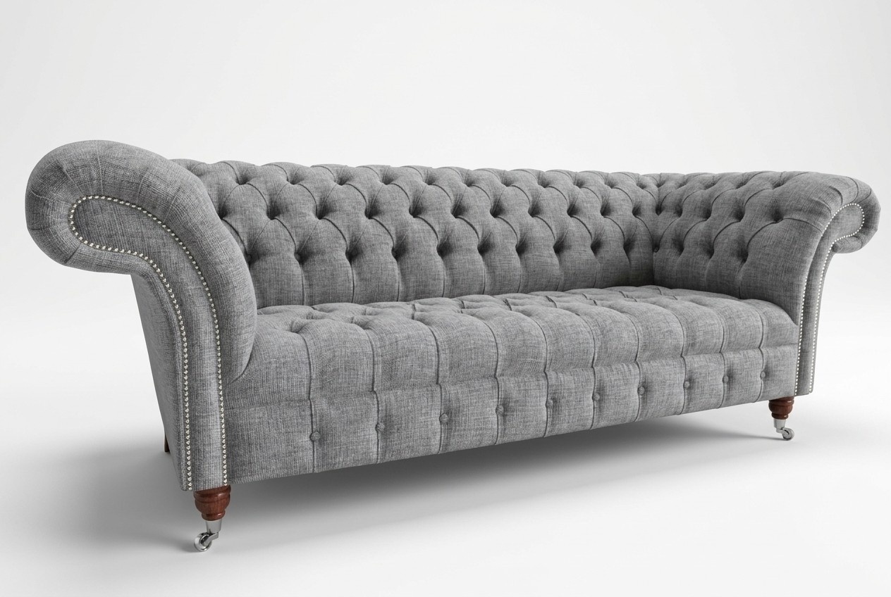 Design Sofa 3er Couch Polster Luxus Klassische Textil Sofas Chesterfield England
