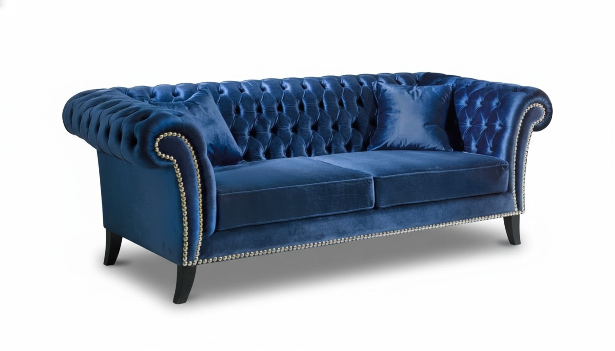 Design Sofa 3 Sitzer Couch Polster Sofas Stoff Wohnzimmer Blaue Textil Couchen